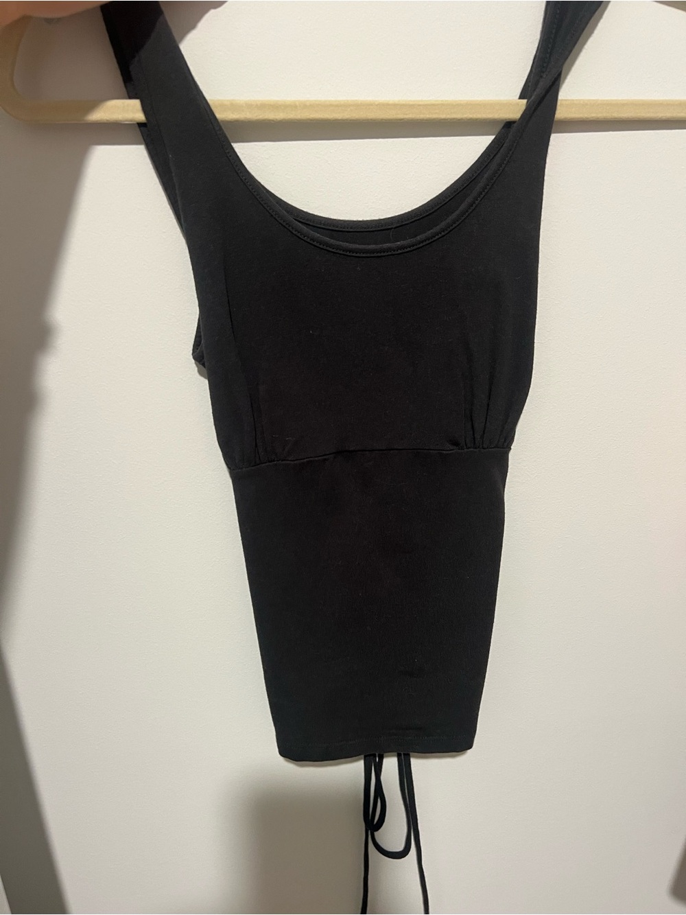 Brandy Melville Black Scoop Drawstring Tank